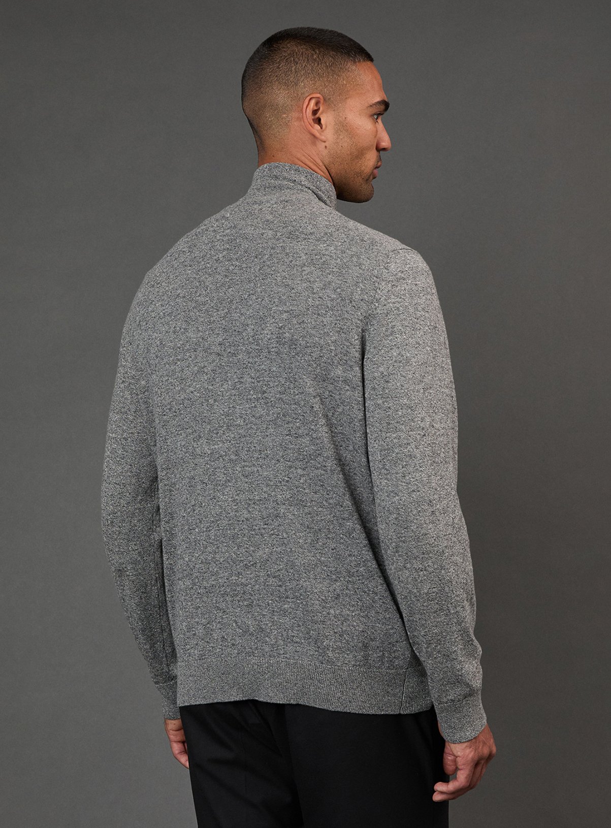 BURTON Light Grey Cotton Rich Half Zip Jumper S - Image 4 thumbnail